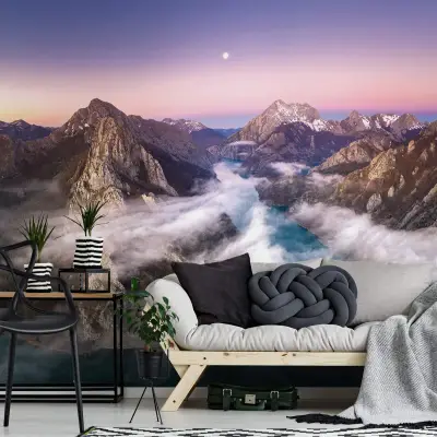 Over the Mountains - Wall Mural 5449 - Round - 144cm diameter