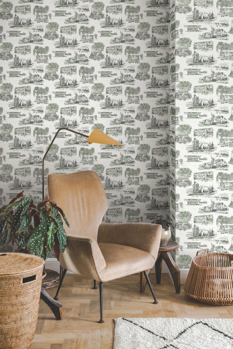 Modern Vista Toile Wallpaper - Evergreen — Ảnh 7