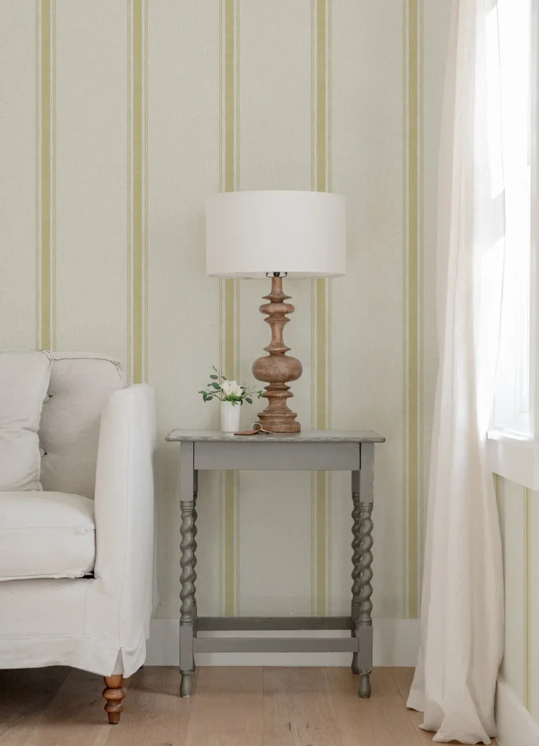 Chesapeake Linette Fabric Stripe Wallpaper - Wheat — Ảnh 4