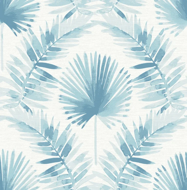 Calla Painted Palm Wallpaper - Blue — Image 2