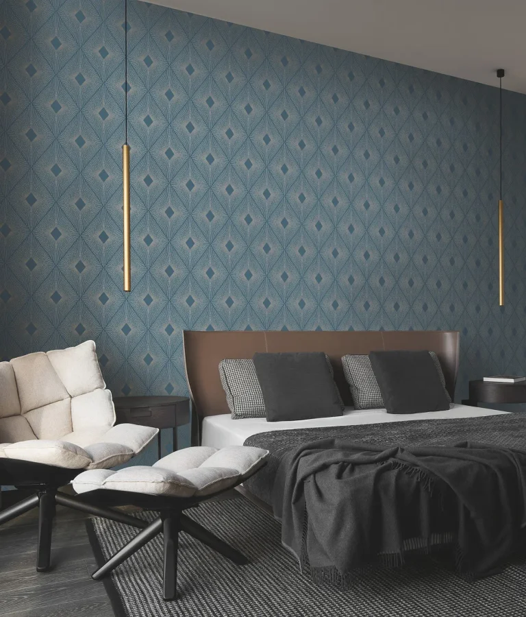 Harlowe Wallpaper - Blue/Silver — Image 3