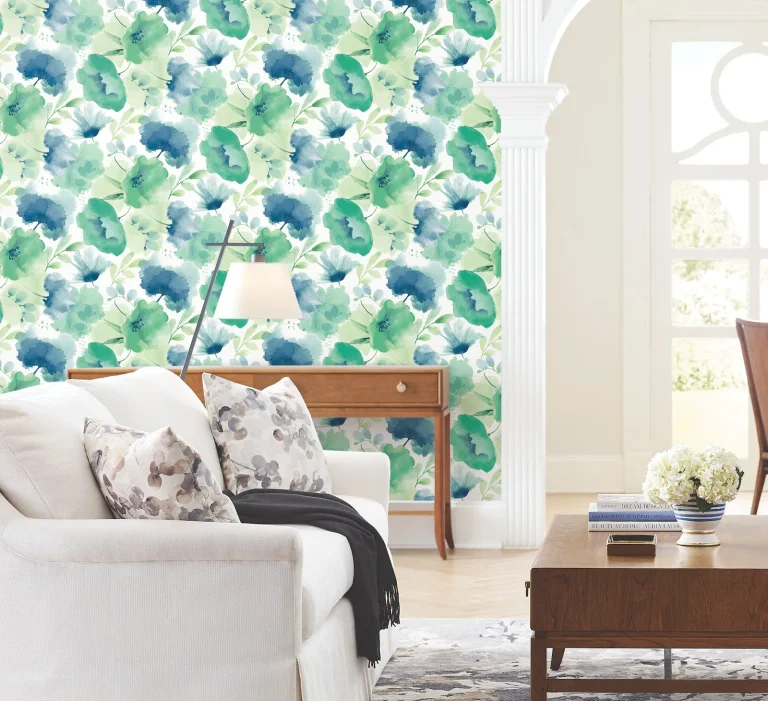 Watercolor Bouquet Wallpaper - Blue/Green — Ảnh 5