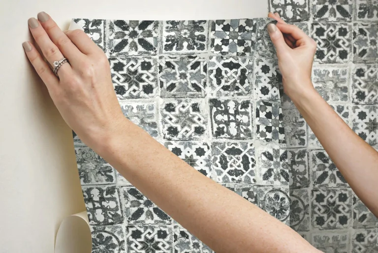 Encaustic Tile Peel and Stick Wallpaper - Obsidian — Ảnh 4