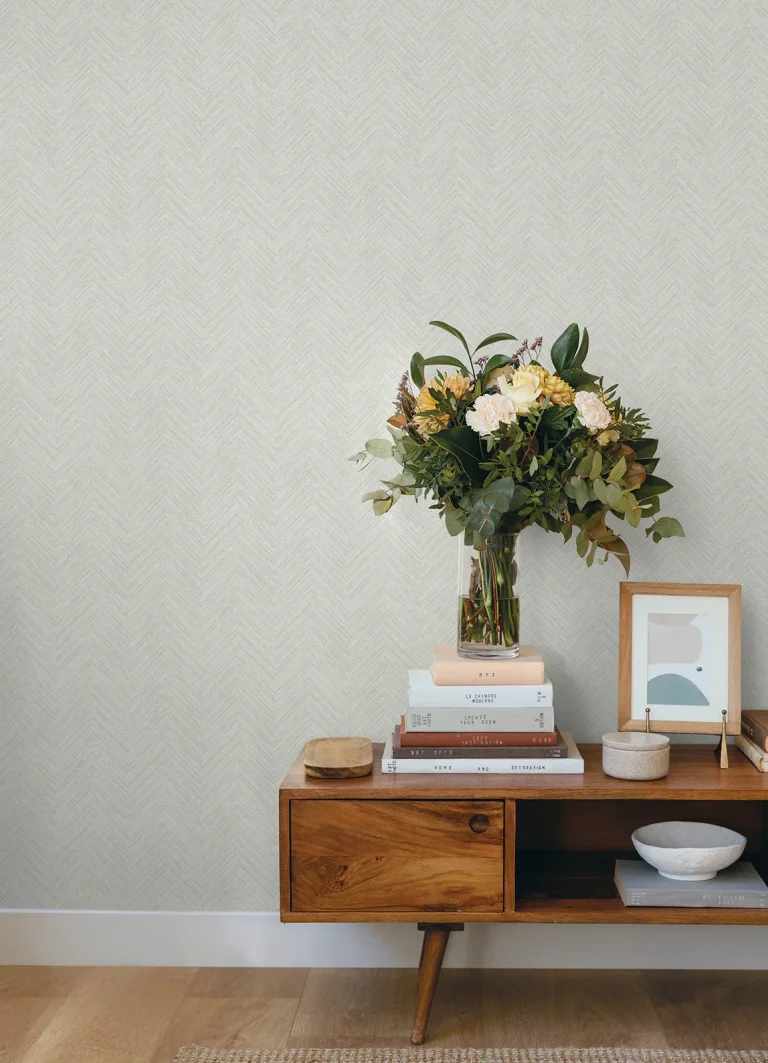 Chesapeake Caladesi Linen Chevron Wallpaper - Light Grey — Image 3