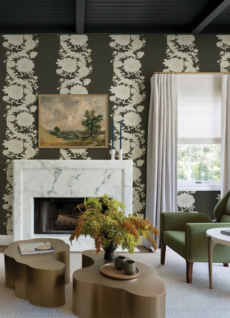 Chris Loves Julia Gisela Floral Columns Wallpaper - Black — Image 5