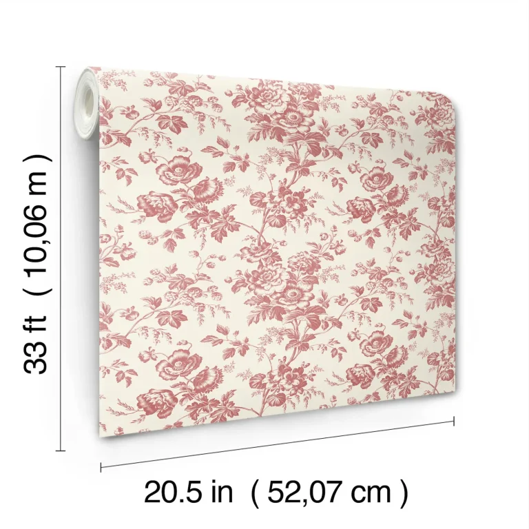 Anemone Toile Wallpaper - French Red — Ảnh 6