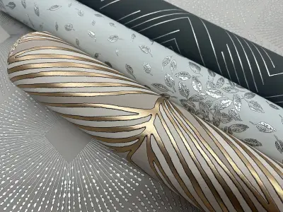 Polished Chevron Wallpaper - Charcoal/Silver