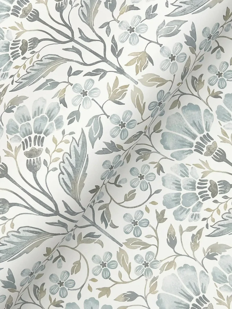 Chesapeake Edith Floral Damask Wallpaper - Light Blue — Image 6