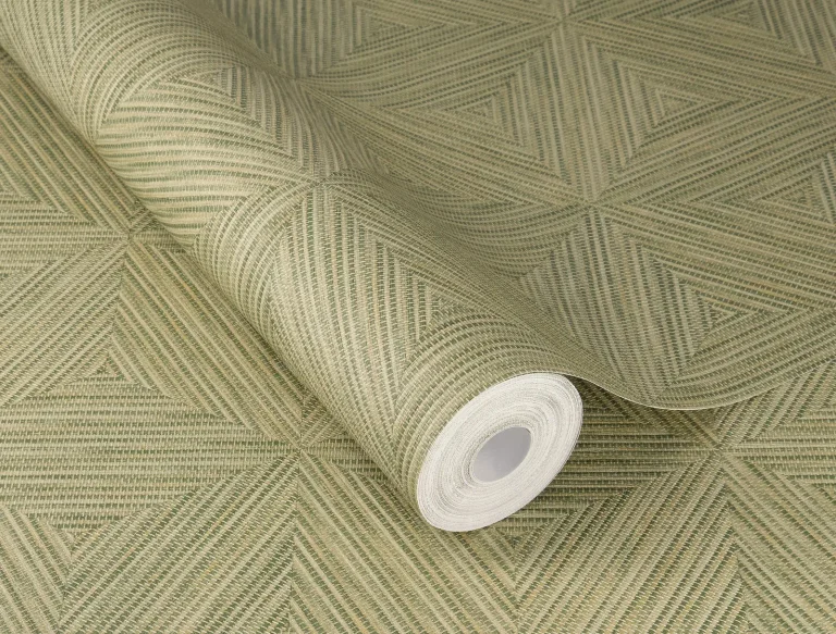Anara Geo Faux Grasscloth Wallpaper - Green — Ảnh 5