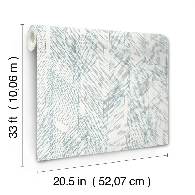 Bryant Crosshatch Wallpaper - Blue — Image 7