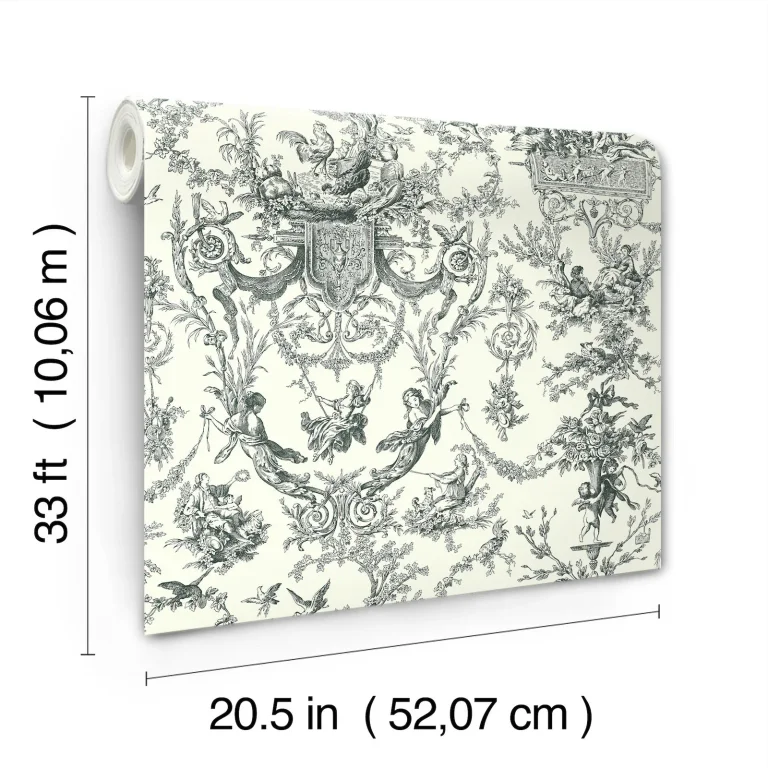 Old World Toile Wallpaper - Black/White — Ảnh 7
