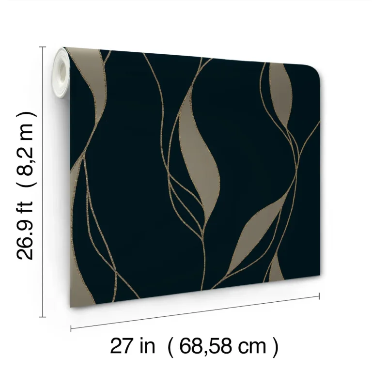 Ronald Redding Society Hill Abstract Leaf Wallpaper - Black