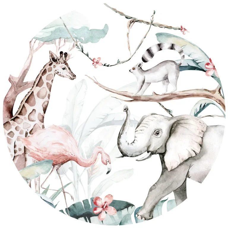 Jungle Animal Friends - Wall Mural 5523 - 8 Panel - 384cm x 260cm — Ảnh 4