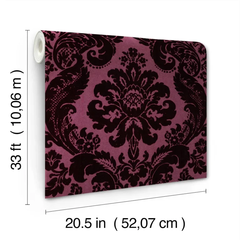 Shadow Flocked Damask Wallpaper - Magenta — Ảnh 6