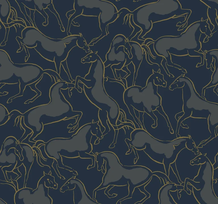 Ronald Redding Dressage Stallions Wallpaper - Navy — Ảnh 2