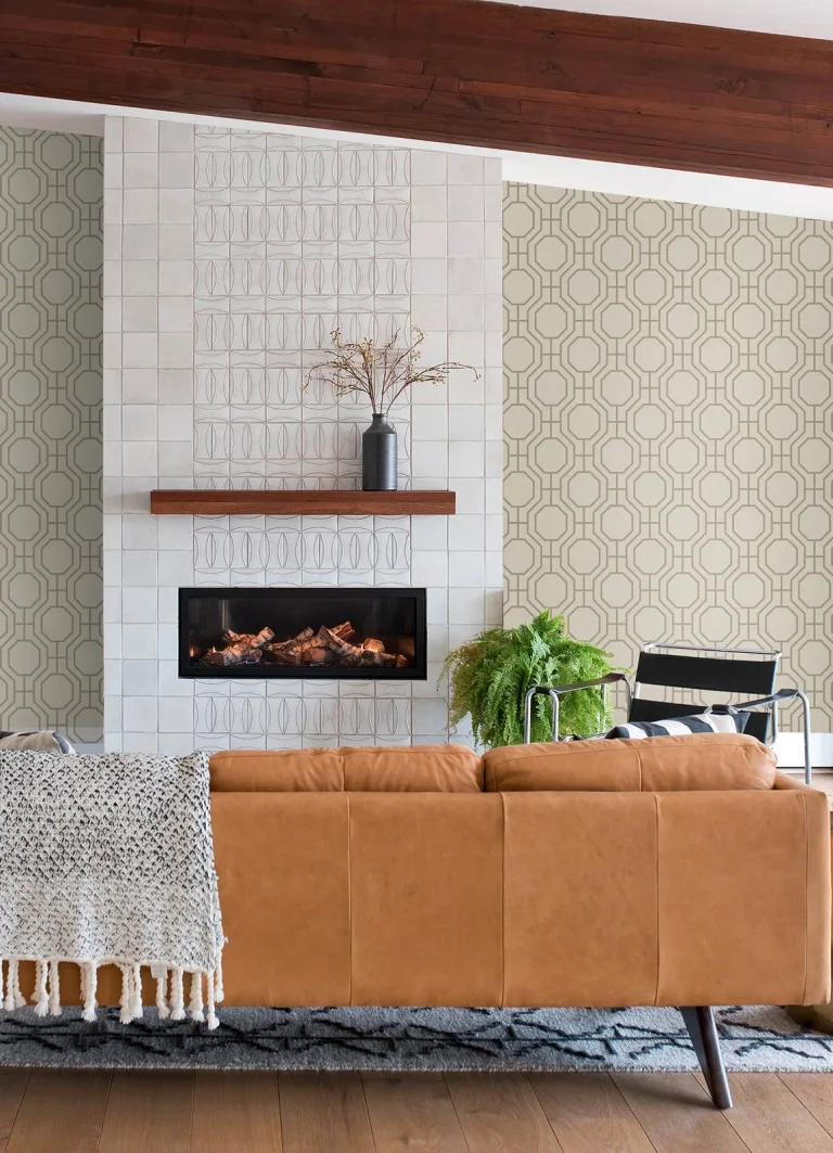 Manor Geometric Trellis Wallpaper - Taupe — Ảnh 5