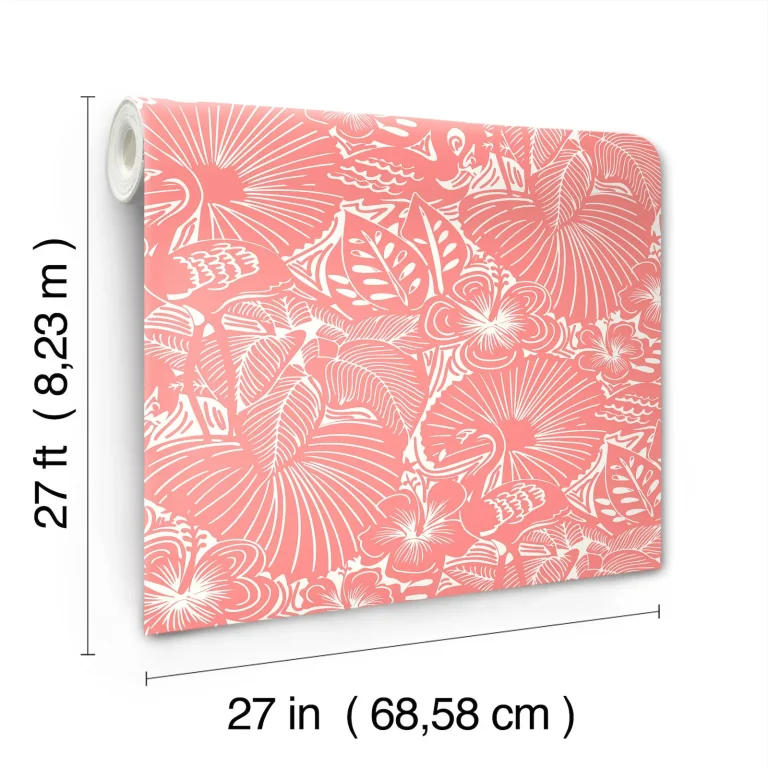 Idalia Floral Flamingo Wallpaper - Coral — Image 5