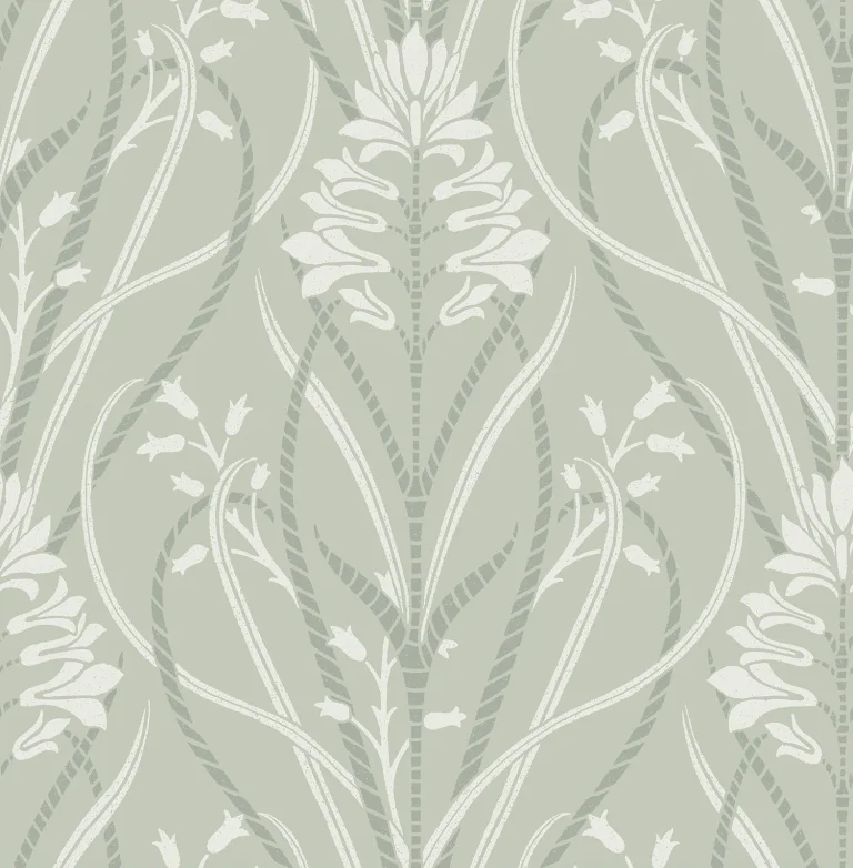 Rosalind Iris Damask Wallpaper - Sage