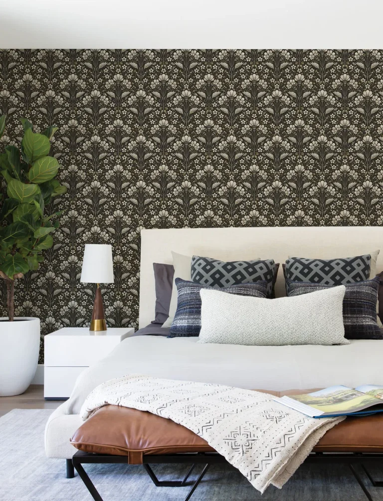 Chesapeake Edith Floral Damask Wallpaper - Black — Image 4