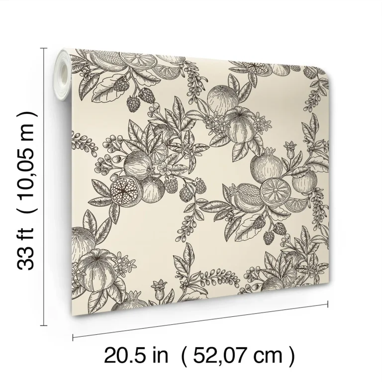 Chris Loves Julia Gerty Fruit Toile Wallpaper - Black — Ảnh 2