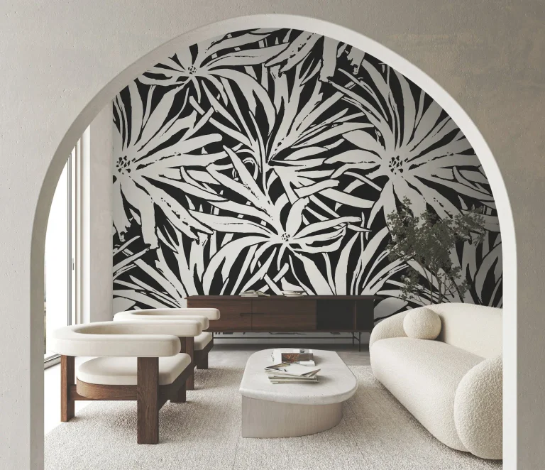 Floral Canopy Wallpaper - Black Mural — Ảnh 2