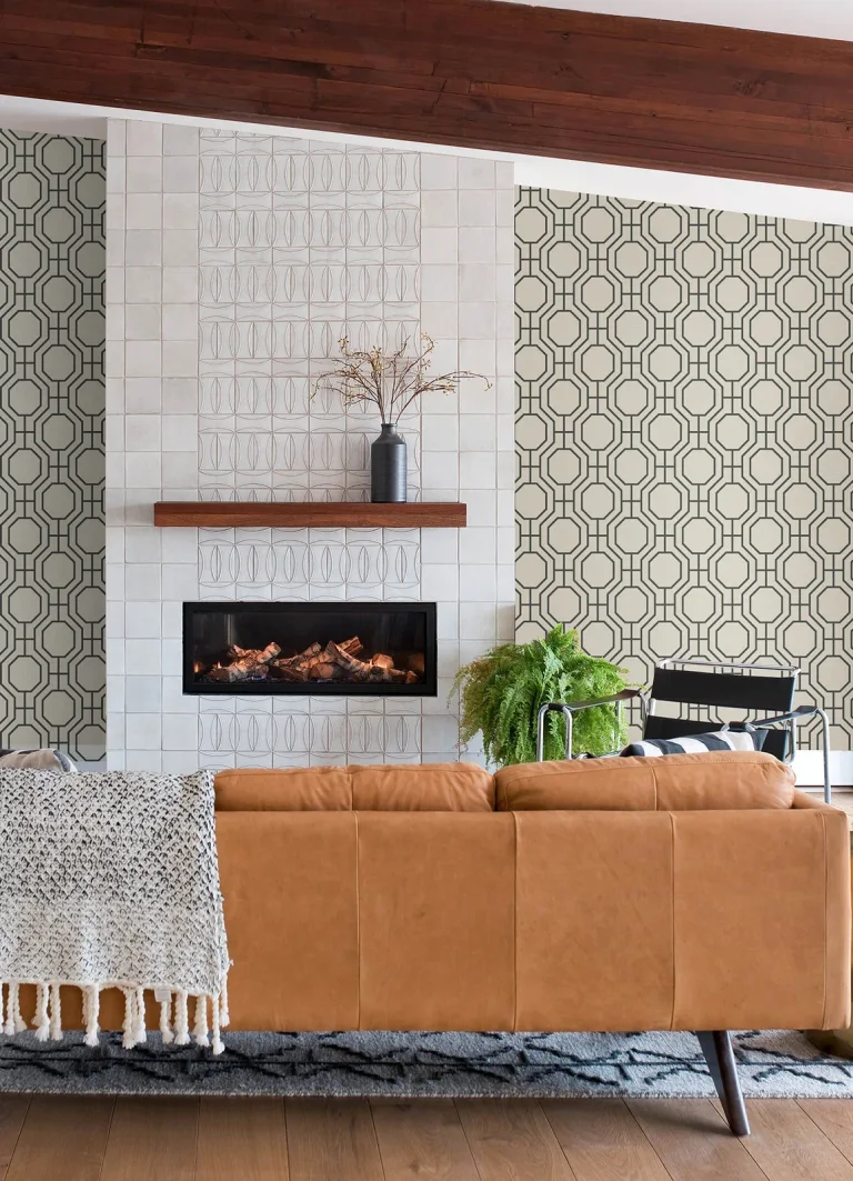 Manor Geometric Trellis Wallpaper - Black — Ảnh 5
