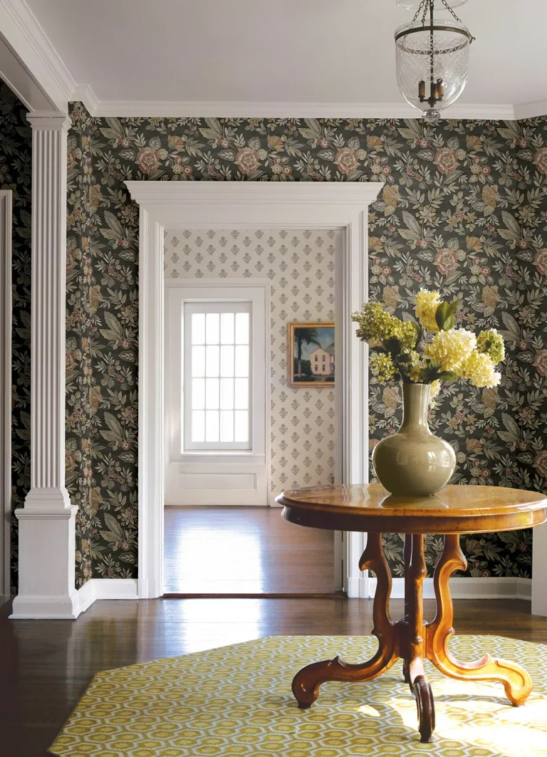 Chesapeake Begonia Floral Trail Wallpaper - Black — Image 5