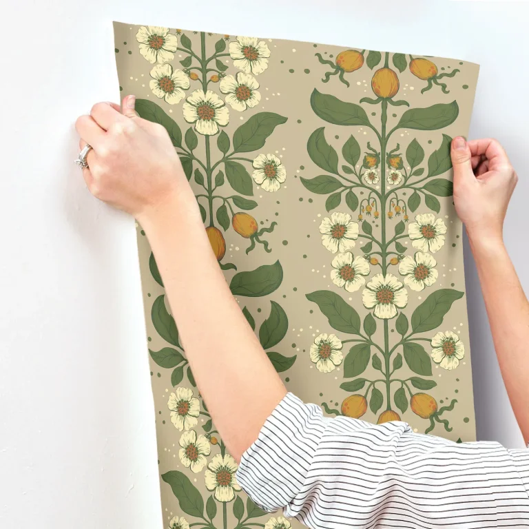 Rosa Floral Columns Wallpaper - Brown — Image 2