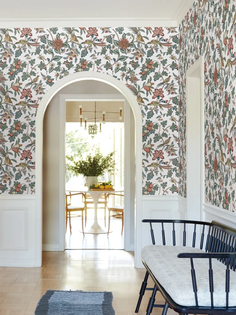 Parterre Jacobean Wallpaper - Coral — Image 2