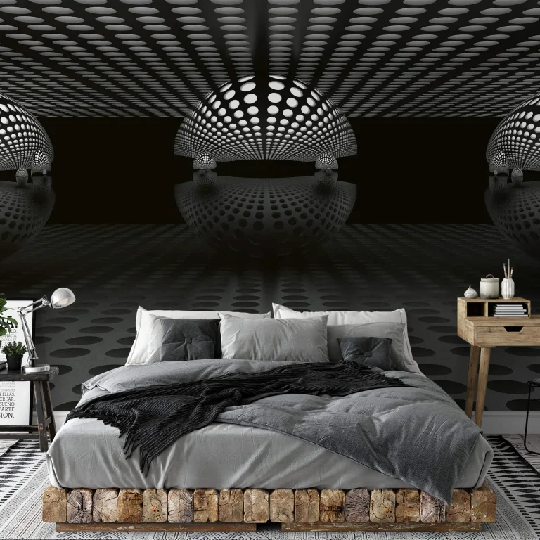 3D Sphere Silver - Wall Mural 5042 - 4 Panel - 192cm x 260cm — Ảnh 2