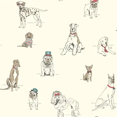 Dog's Life Wallpaper - Red/Teal