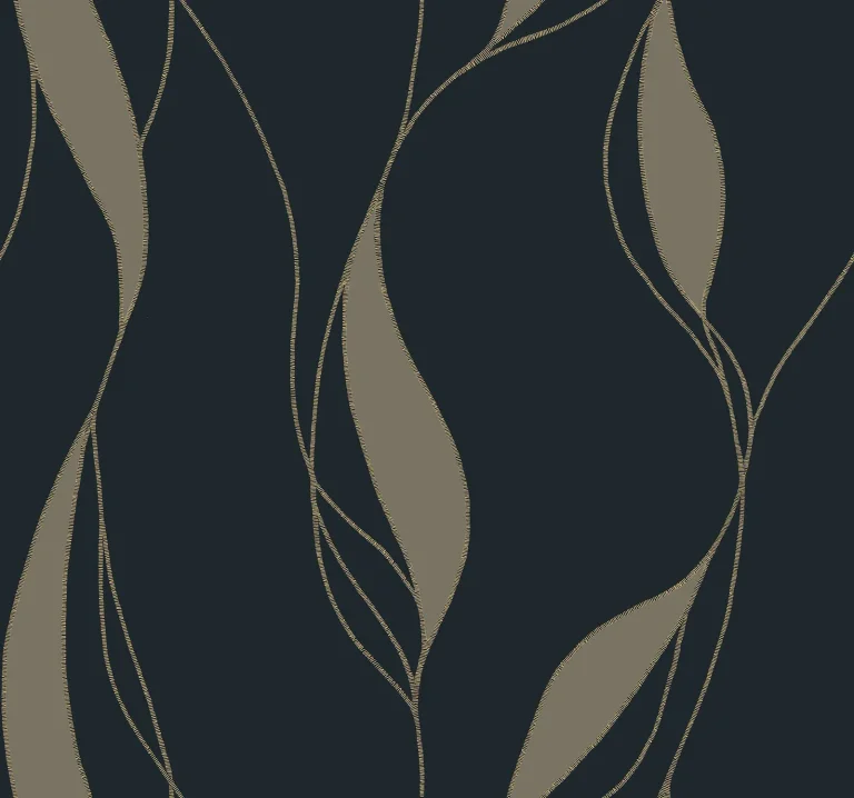 Ronald Redding Society Hill Abstract Leaf Wallpaper - Black — Ảnh 3