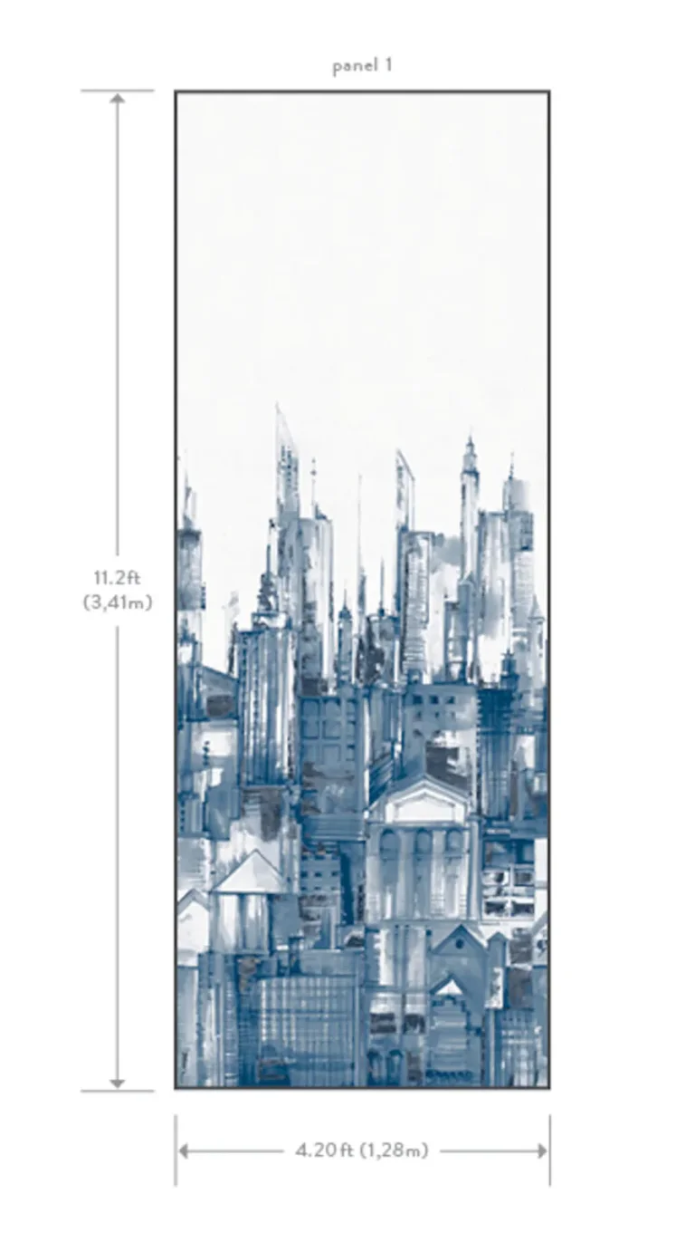 Cityscape Wall Mural - Navy — Ảnh 3