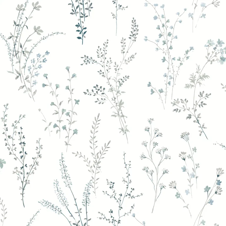 Wildflower Sprigs Wallpaper - Blue/Green — Ảnh 3