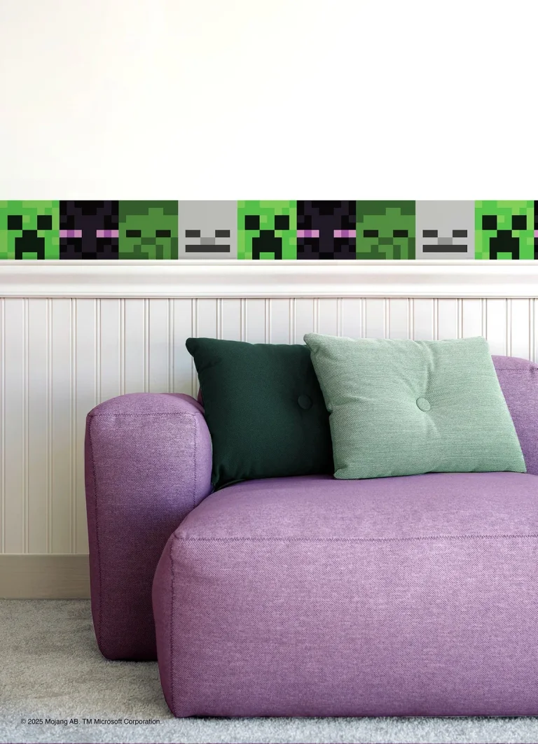 Minecraft Hostile Mobs Wallpaper Border - Green — Ảnh 3