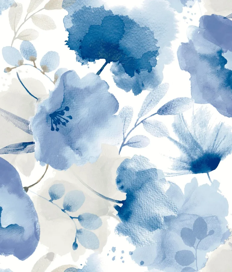 Watercolor Bouquet Wallpaper - Cobalt — Ảnh 7