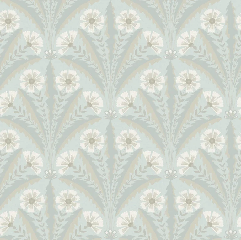 Chesapeake Tap Root Floral Damask Wallpaper - Light Blue — Image 5