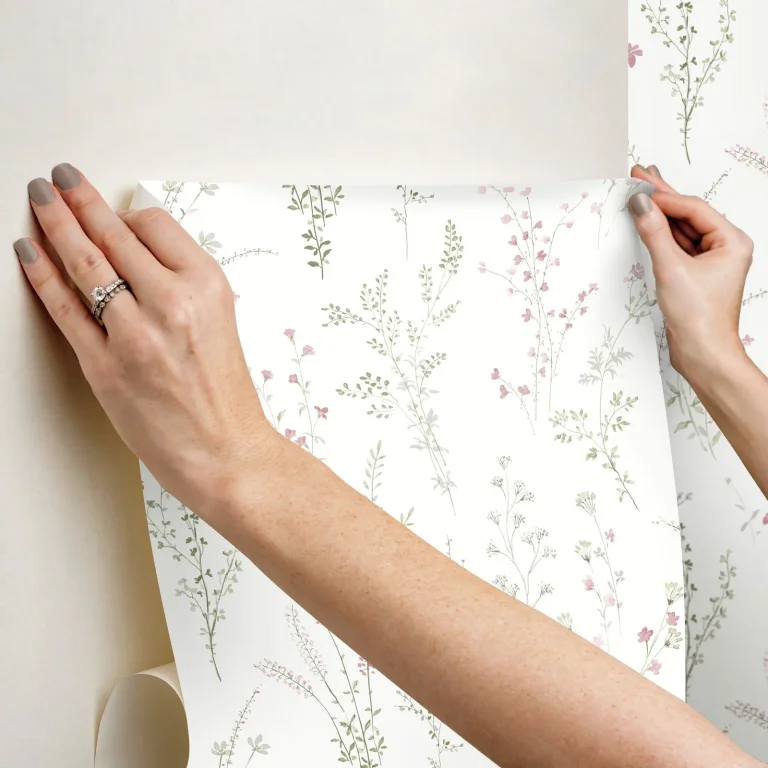 Wildflower Sprigs Peel and Stick Wallpaper - Pink/Green/Grey — Ảnh 7
