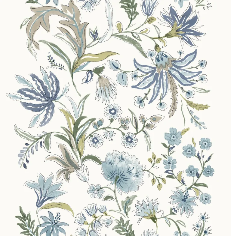 Teonna Floral Stripe Wallpaper - Blue — Ảnh 5