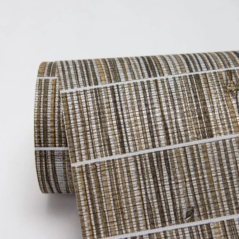 Luz Faux Grasscloth Wallpaper - Brown — Image 4