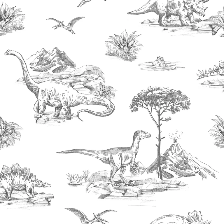 Chesapeake Isolde Dinosaurs Wallpaper - Charcoal — Ảnh 3