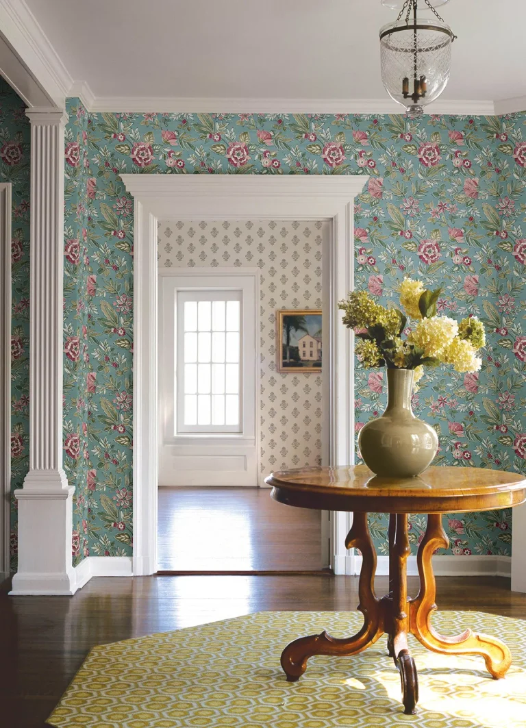 Chesapeake Begonia Floral Trail Wallpaper - Teal — Ảnh 2