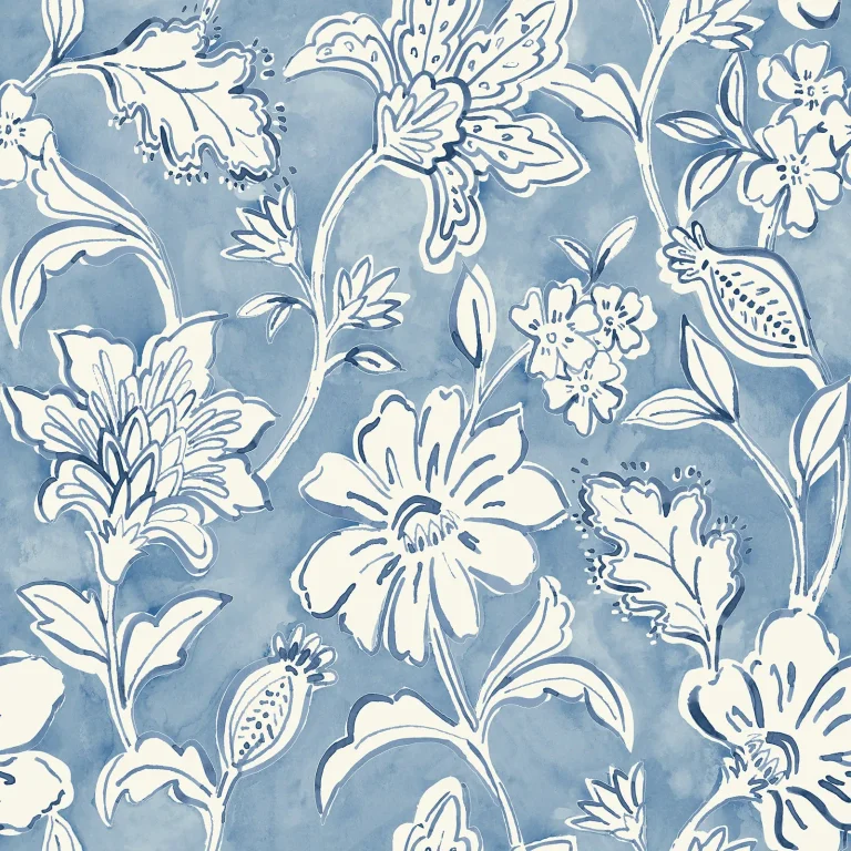 Chesapeake Plumeria Floral Trail Wallpaper - Blue — Ảnh 4