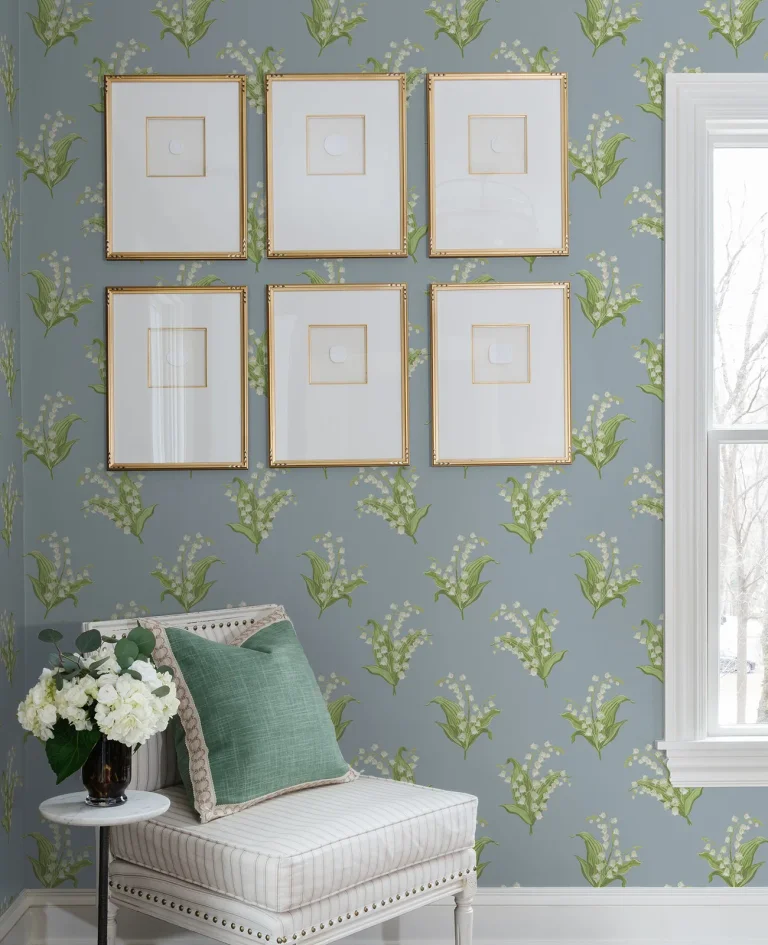 Farmington Lily of the Valley Wallpaper - Blue — Ảnh 3