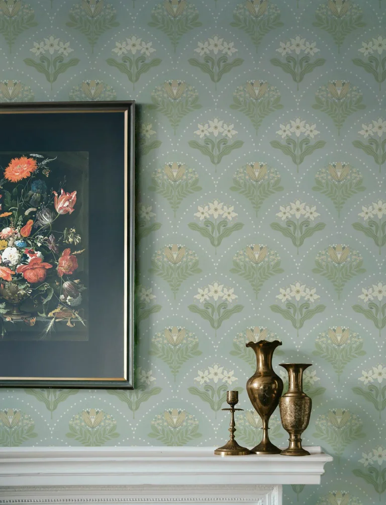 Maj Floral Damask Wallpaper - Sky Blue — Ảnh 5