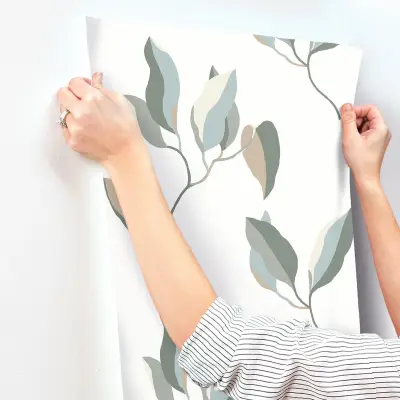 Brushwork Branches Wallpaper - Mineral & Olive