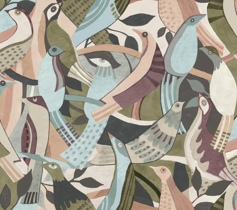 Fauvust Flock Abstract Peel and Stick Wallpaper - Plum — Ảnh 5