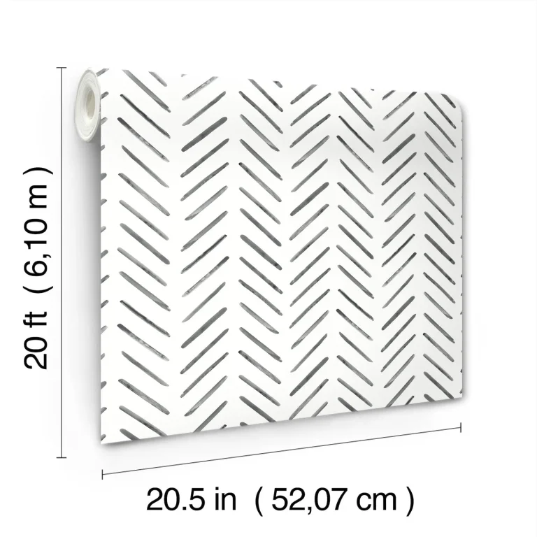 Painted Herringbone Peel and Stick Wallpaper - Black — Ảnh 2