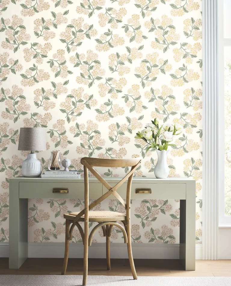 Rifle Paper Co. Hydrangea Wallpaper - White & Blush — Image 3