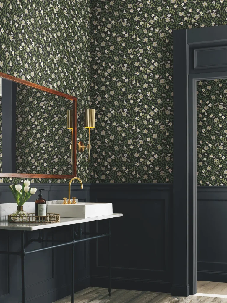 Rifle Paper Co. Primrose Peel and Stick Wallpaper - Linen and Black — Ảnh 5